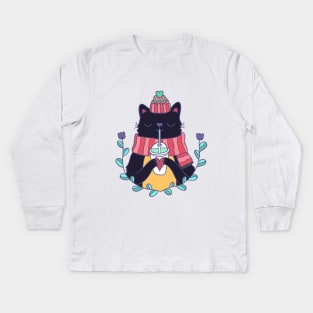 Winter cat Kids Long Sleeve T-Shirt